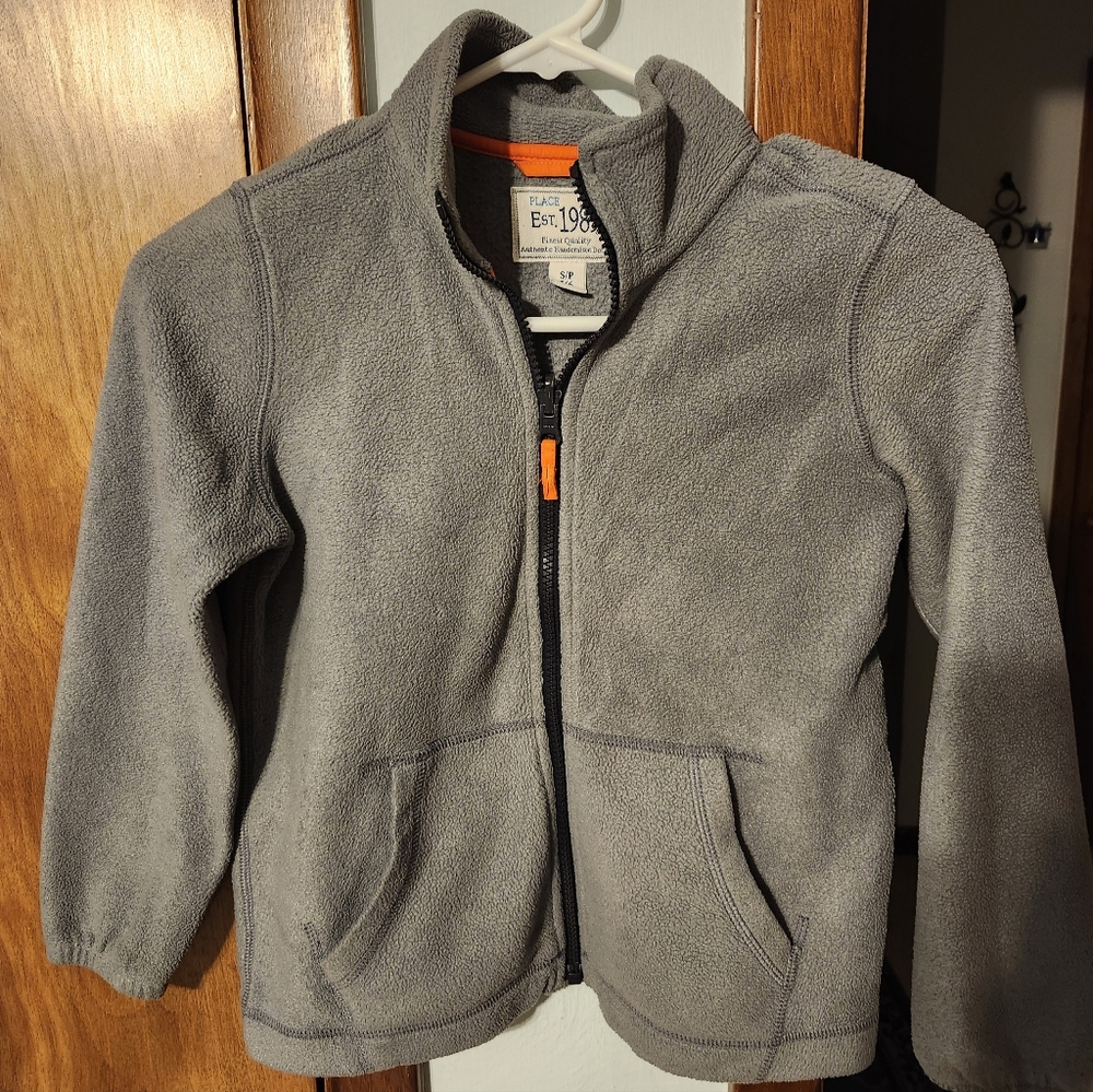 Girls PLACE EST. 1989 Grey/Pink Zip Up Lightweight Fleece Size Small (5-6)